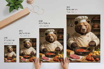 Premium stenski plakat Medvedji kuhar topla duša prizor nadrealizem toplina