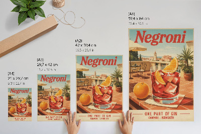 Plakat Pomarančna pijača na terasi, retro vzdušje