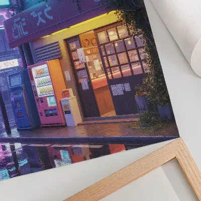 Eleganten plakat za dnevno sobo z motivom neonskega dežja in barvitih atmosferskih luči