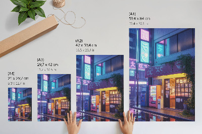 Eleganten plakat za dnevno sobo Neonski dež atmosfersko vzdušje barvite luči