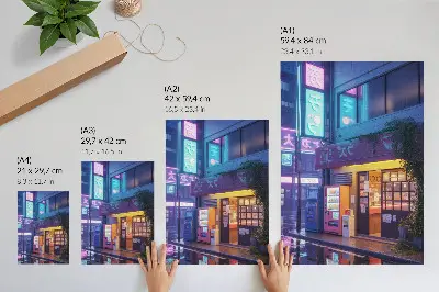 Eleganten plakat za dnevno sobo z motivom neonskega dežja in barvitih atmosferskih luči