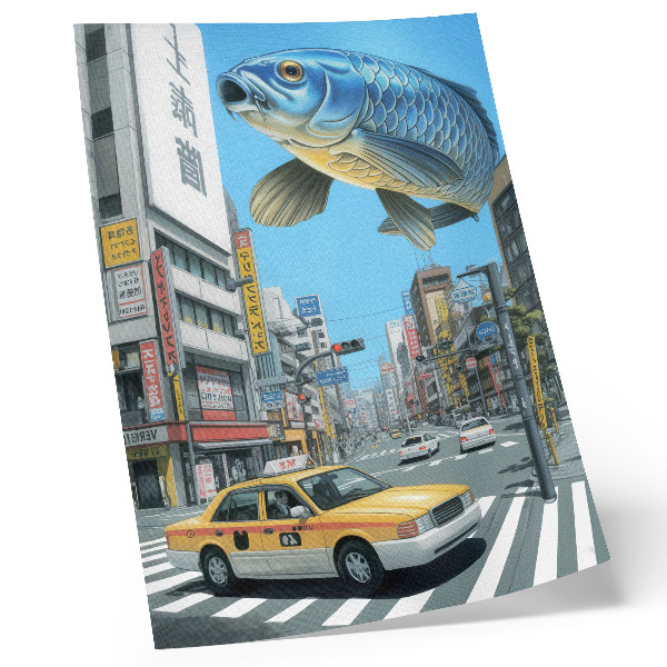 Plakat Urbani nadrealizem riba moderna ulica