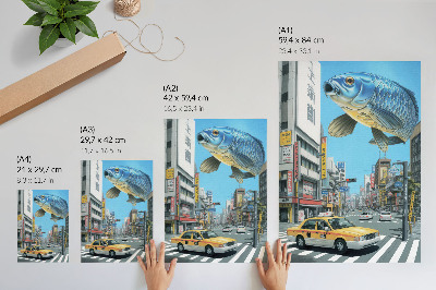 Plakat Urbani nadrealizem riba moderna ulica