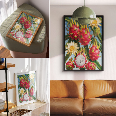 Premium stenski plakat Eksotično sadje kaktusi nebo svetle barve