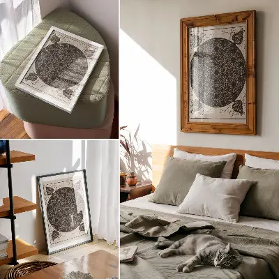 Eleganten plakat za dnevno sobo umetniška reprodukcija Četrti vozel s sedmimi okroglimi skupinami vozlov s črnimi središči avtorja Albrechta Dürerja iz leta okoli 1506