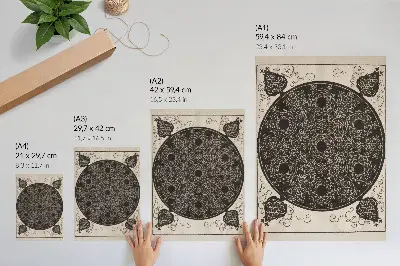 Eleganten plakat za dnevno sobo umetniška reprodukcija Četrti vozel s sedmimi okroglimi skupinami vozlov s črnimi središči avtorja Albrechta Dürerja iz leta okoli 1506