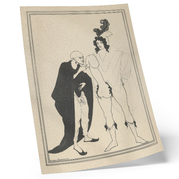 Eleganten plakat za dnevno sobo Heraldova analiza na podlagi Aristofanove Lizistrate, Aubrey Beardsley