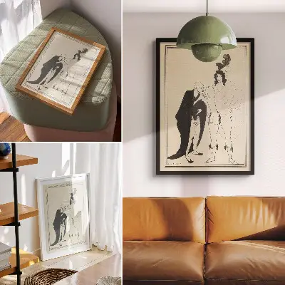 Heraldova analiza na podlagi Aristofanove Lizistrate avtorja Aubreyja Beardsleyja eleganten plakat za dnevno sobo