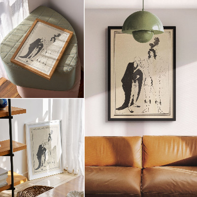 Eleganten plakat za dnevno sobo Heraldova analiza na podlagi Aristofanove Lizistrate, Aubrey Beardsley