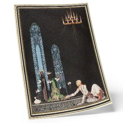 Ilustracija Kay Nielsen za knjigo Vzhodno od sonca in zahodno od lune elegantna stenska dekoracija za dnevno sobo