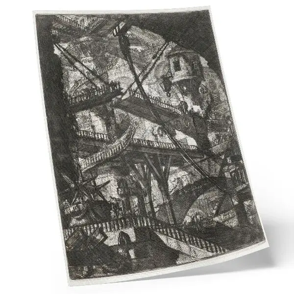 Dvižni most, plošča VII iz serije Carceri d'Invenzione, Giovanni Battista Piranesi eleganten plakat za dnevno sobo