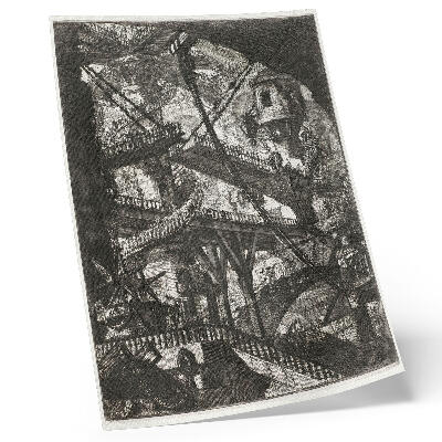 Eleganten plakat za dnevno sobo Dvižni most, plošča VII iz serije Carceri d'Invenzione, Giovanni Battista Piranesi
