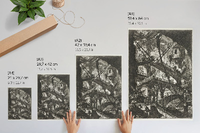Eleganten plakat za dnevno sobo Dvižni most, plošča VII iz serije Carceri d'Invenzione, Giovanni Battista Piranesi