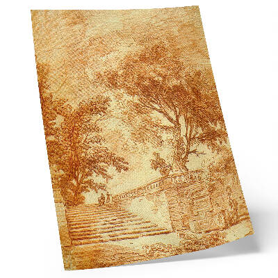 Premium stenski plakat Pokrajina s stopnicami, Hubert Robert