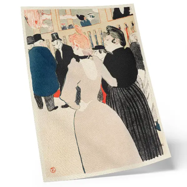 Plakat visokoločljivostni odtis umetnine Moulin Rouge: La Goulue in njena sestra (1892) avtorja Henrija de Toulouse-Lautreca