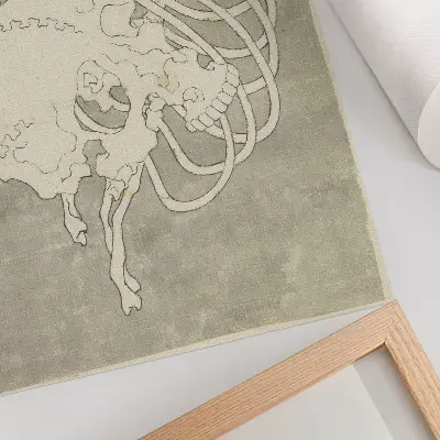 Hokusajeva lobanja z rebri in makabričnim rebrnim košem eleganten plakat za dnevno sobo z izvirno sliko iz Rijksmuseuma
