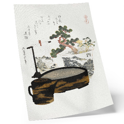 Plakat Čajna miza Katsushikija Hokusaija (1822) – vintage japonski leseni tisk