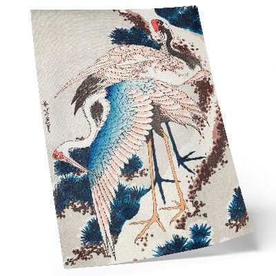 Premium stenski plakat Žerjavi na zasneženem drevesu, Katsushiki Hokusai (1834), starinski lesorez