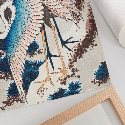 Premium stenski plakat Žerjavi na zasneženem drevesu, Katsushiki Hokusai (1834), starinski lesorez