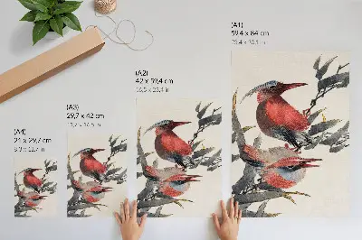 Umetniški tisk na platno ptice iz albuma skic Katsushike Hokusaija iz leta 1814, starinski japonski lesorezi