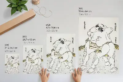 Japonski lesorez Katsushiki Hokusai Sumo rokoborci starinski umetniški plakat za dnevno sobo