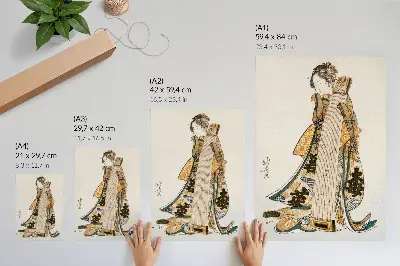 Plakat japonski motiv Hokusai 1760-1849 v starinskem slogu ukiyo-e
