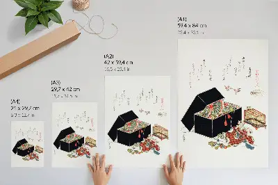 Hokusajeva japonska škatla za nakit umetniški tisk na platno (1822)