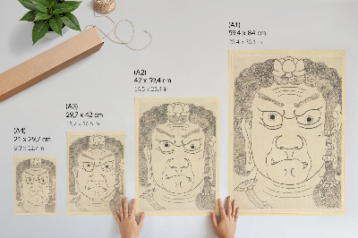 Eleganten plakat za dnevno sobo Maska Fudō Myōō, šola Katsushika Hokusai