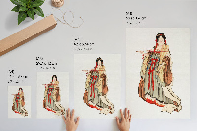 Premium stenski plakat Benten (boginja ljubezni) (18.–19. stoletje), ilustracija Japonke iz kamene dobe, delo Katsushike Hokusaija