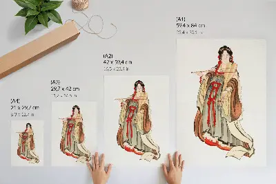 Premium stenski plakat Benten, boginja ljubezni iz 18.–19. stoletja, ilustracija Japonke avtorja Katsushike Hokusaija