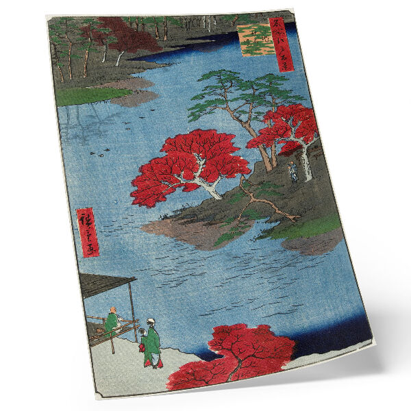 Eleganten plakat za dnevno sobo Jesen v templju Akiba v Ukijiju (1857) starinski japonski grafik Utagawe Hiroshigeja
