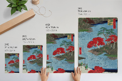 Eleganten plakat za dnevno sobo Jesen v templju Akiba v Ukijiju (1857) starinski japonski grafik Utagawe Hiroshigeja