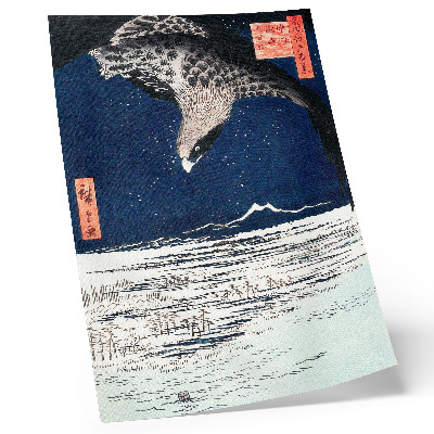Umetniški tisk na platno Japonski jastreb (1857) starinski Ukiyo-e Utagawa Hiroshigeja