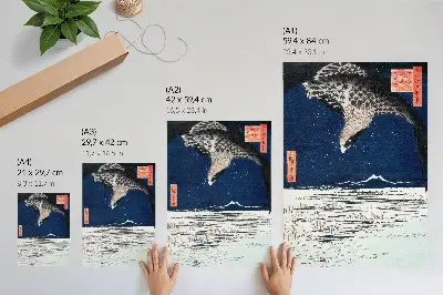 Umetniški tisk na platno Japonski jastreb iz leta 1857 po delu Utawawe Hiroshigeja v slogu Ukiyo-e