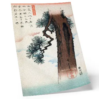 Premium stenski plakat Japonski bor (1842-1843) po umetniški predlogi Utagawa Hiroshigeja v retro slogu Ukiyo-e