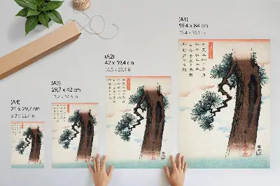 Premium stenski plakat Japonski bor (1842-1843) po umetniški predlogi Utagawa Hiroshigeja v retro slogu Ukiyo-e