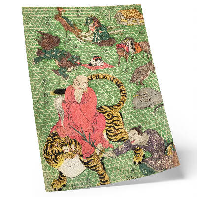Umetniški tisk na platno Košarski izdelki obrtnika Ichide Shōshichirōja iz Naniwe (1819), zgodovinski japonski lesorez Utagawe Hiroshigeja