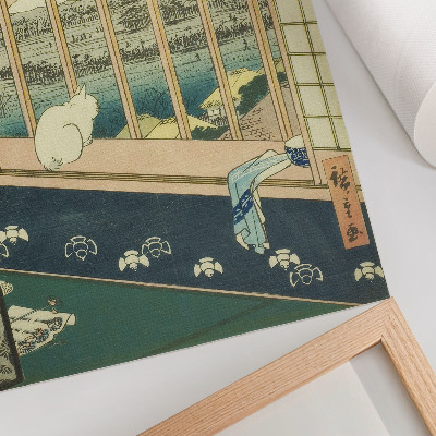 Eleganten plakat za dnevno sobo Riževa polja Asakusa in festival Torinomachi iz serije Sto znanih pogledov na Edo, avtorja Hiroshigeja