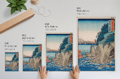 Premium stenski plakat Vhod v jamo na otoku Enoshima v provinci Sagami, št. 15, avtor Utagawa Hiroshige
