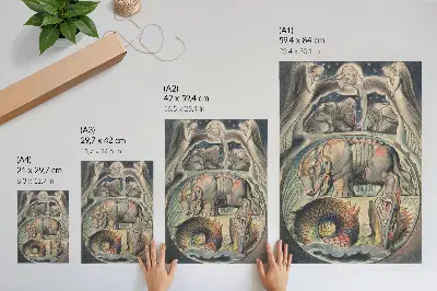 Behemot in Leviatan po Williamu Blakeu eleganten plakat za dnevno sobo