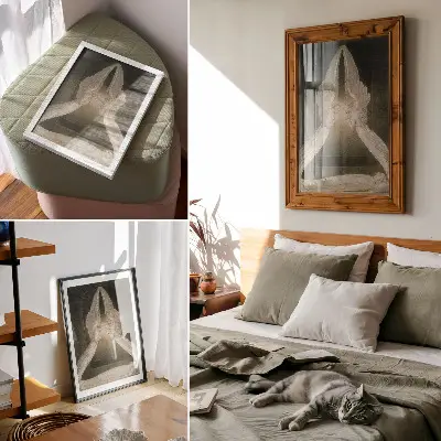 Premium stenski plakat akvarel Kristus v grobu, ki ga varujejo angeli iz leta 1805 avtorja Williama Blakea