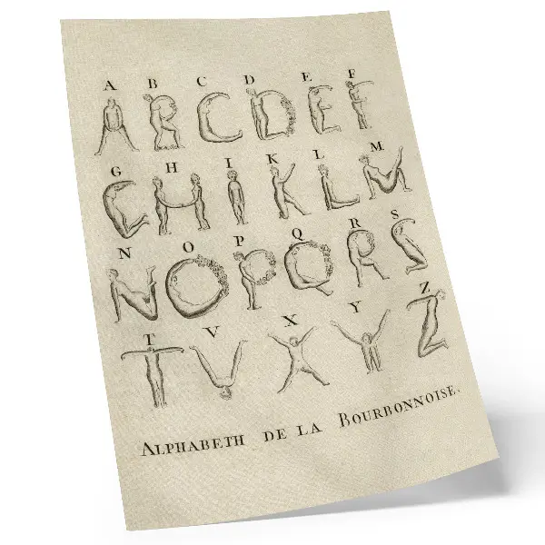 Plakat Gola abeceda in Abeceda de la Bourbonnoise iz leta 1790