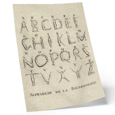 Plakat Gola abeceda in Abeceda de la Bourbonnoise iz leta 1790