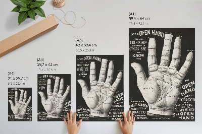 Eleganten plakat za dnevno sobo Odprta dlan, branje z dlani