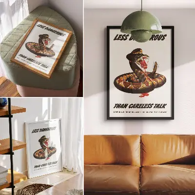 Premium stenski plakat z motivom kače iz leta 1944, delo Alberta Dornea