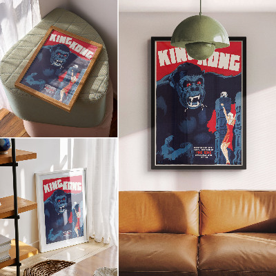 Eleganten plakat za dnevno sobo Danski filmski plakat za King Kong (1933)