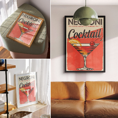Premium stenski plakat Koktajl Negroni z limono in češnjo