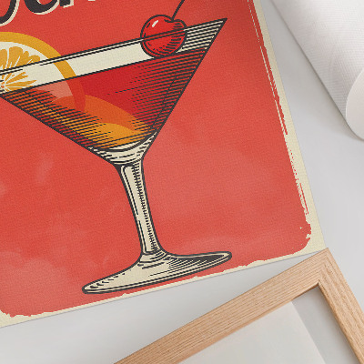 Premium stenski plakat Koktajl Negroni z limono in češnjo