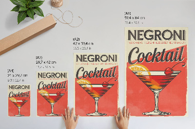 Premium stenski plakat Koktajl Negroni z limono in češnjo