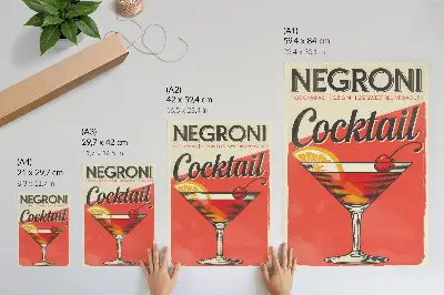 Stenski plakat Koktajl Negroni premium različica z limono in češnjo